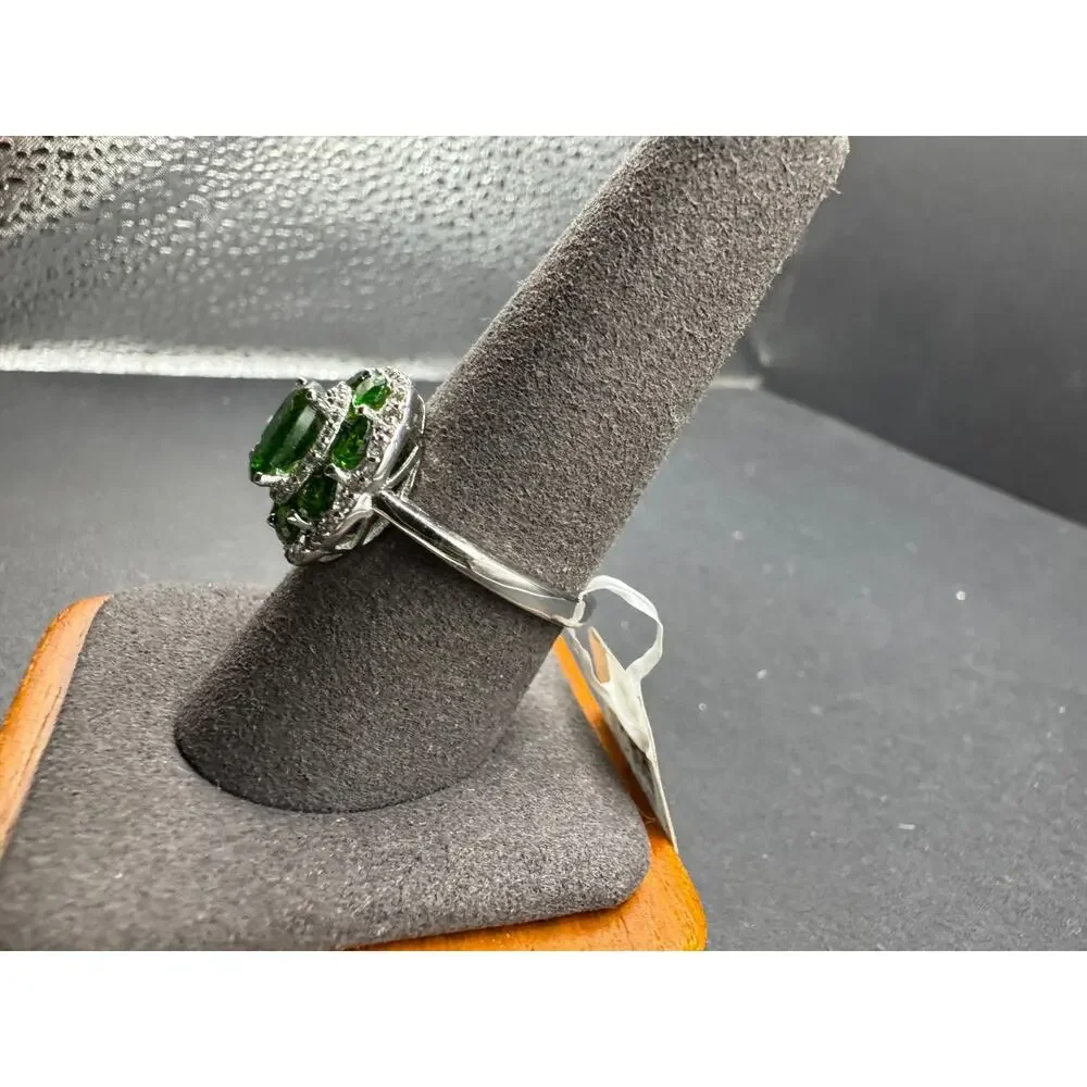 JTV 3.10 CTW Russian Chrome Diopside Cluster Ring 925 Sterling Silver Sz 10 New